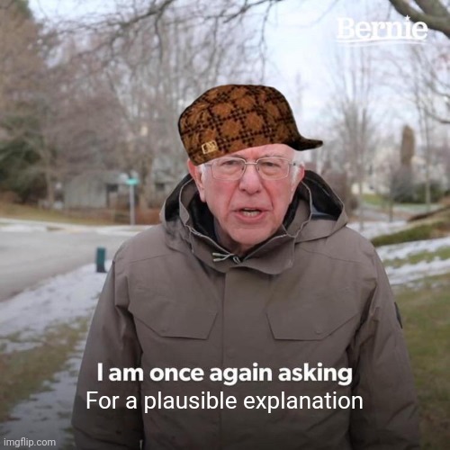 Bernie I Am Once Again Asking For Your Support Meme | For a plausible explanation | image tagged in memes,bernie i am once again asking for your support | made w/ Imgflip meme maker