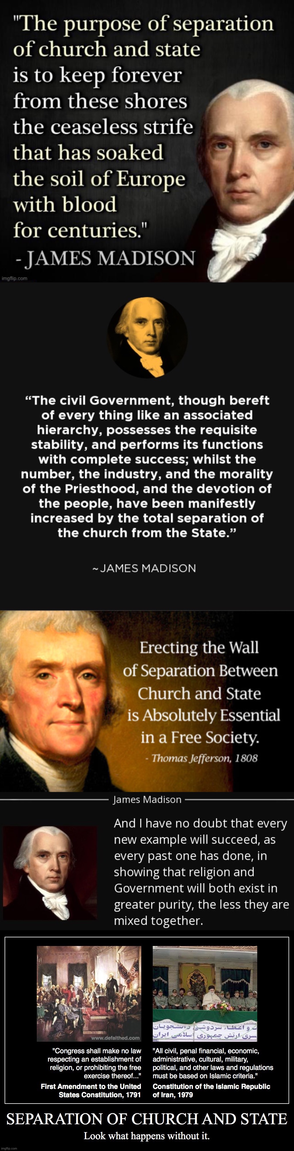 “Separation of Church and State”: Is it a thing or nah? Read & consider! | image tagged in james madison separation of church and state,separation of church and state,constitution,founding fathers,the constitution,usa | made w/ Imgflip meme maker