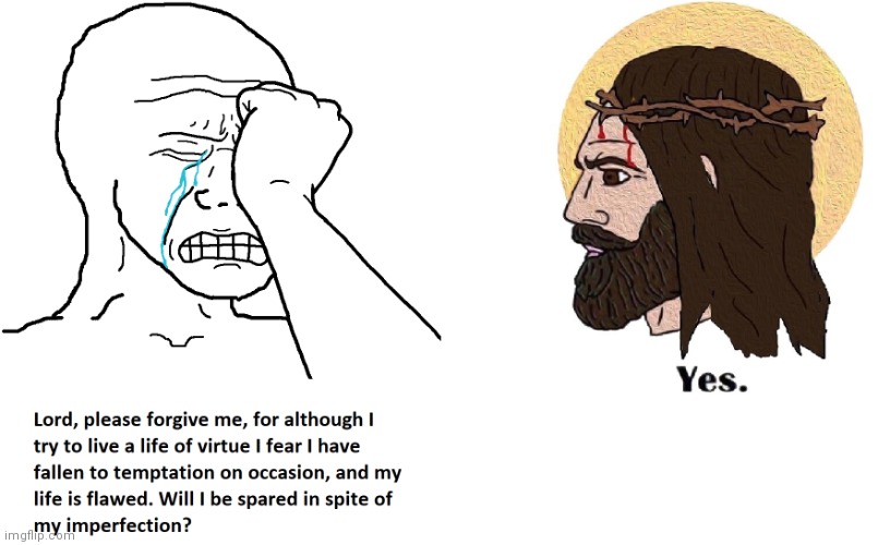image tagged in chad jesus vs wojak | made w/ Imgflip meme maker