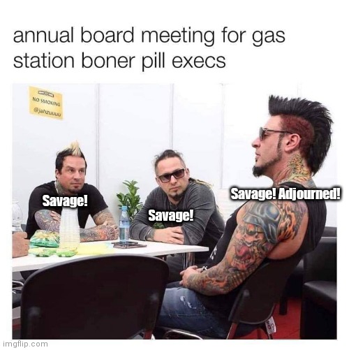 The Adventures of Placebo Savage! | Savage! Adjourned! Savage! Savage! | image tagged in funny | made w/ Imgflip meme maker