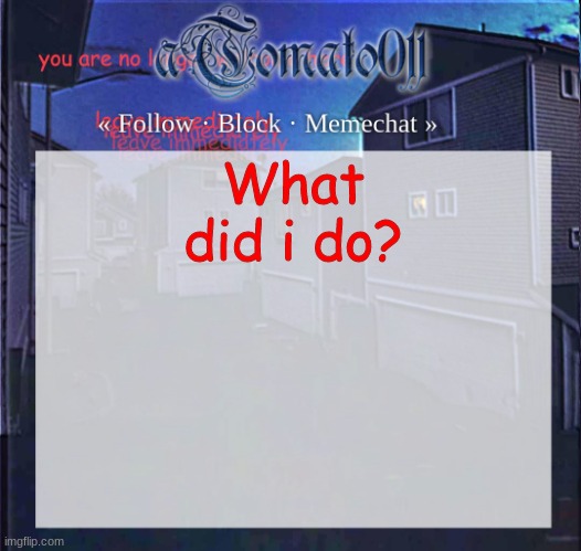 aTomato011 | What did i do? | image tagged in atomato011 | made w/ Imgflip meme maker