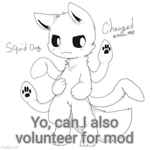 Squid dog | Yo, can I also volunteer for mod | image tagged in squid dog | made w/ Imgflip meme maker