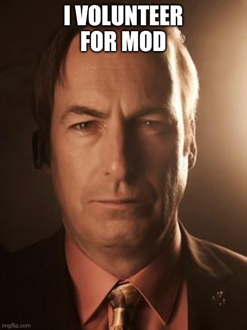 Saul Goodman | I VOLUNTEER FOR MOD | image tagged in saul goodman | made w/ Imgflip meme maker