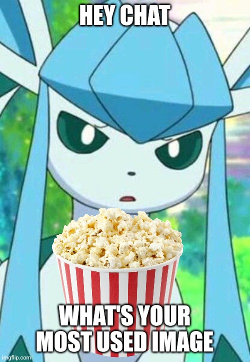 Glaceon confused | HEY CHAT; WHAT'S YOUR MOST USED IMAGE | image tagged in glaceon confused | made w/ Imgflip meme maker