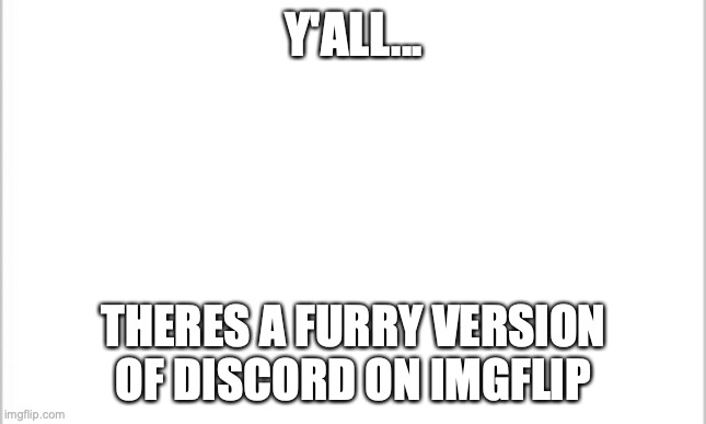 why do I search these things | Y'ALL... THERES A FURRY VERSION OF DISCORD ON IMGFLIP | image tagged in white background | made w/ Imgflip meme maker