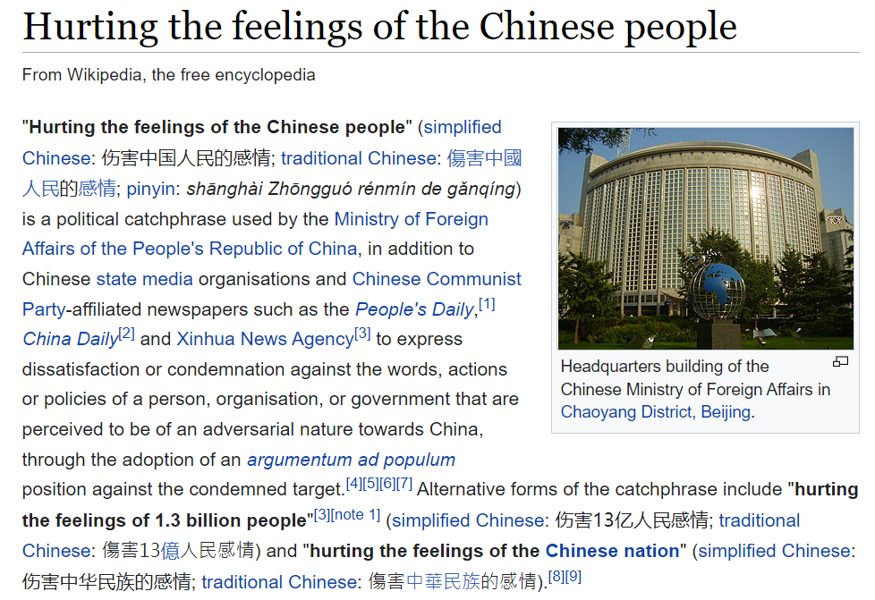 Hurting the Feelings of the Chinese People Blank Meme Template