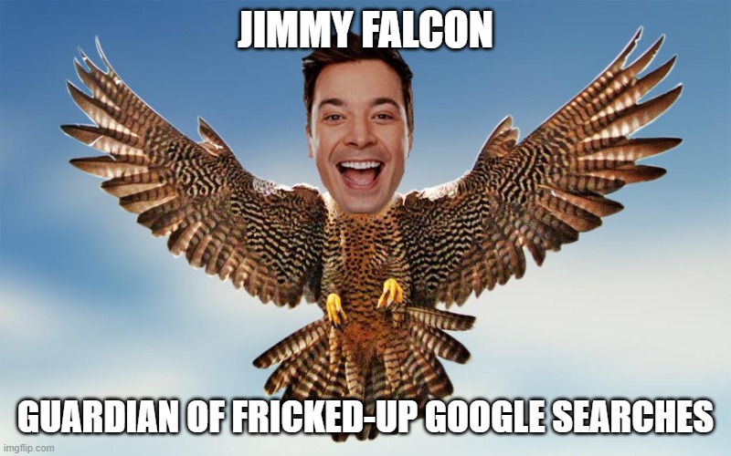 Jimmy Falcon | JIMMY FALCON; GUARDIAN OF FRICKED-UP GOOGLE SEARCHES | image tagged in jimmy falcon,jimmy fallon,google search | made w/ Imgflip meme maker