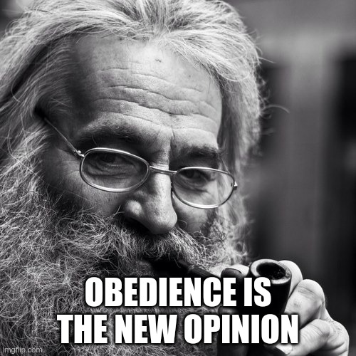 Wise Man | OBEDIENCE IS THE NEW OPINION | image tagged in old wise man,obedience,obey,mainstream media | made w/ Imgflip meme maker