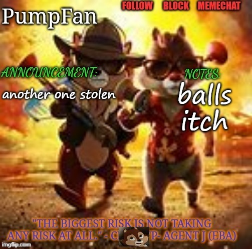 Rescue Rangers announcement template ty Hanz | balls itch; another one stolen | image tagged in rescue rangers announcement template ty hanz | made w/ Imgflip meme maker