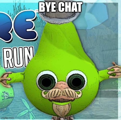 (mod note: Peace out mah dude) | BYE CHAT | image tagged in fruitius maximus the pear | made w/ Imgflip meme maker