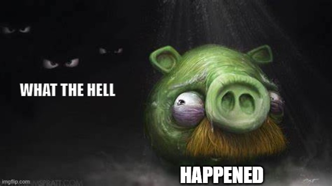 Realistic Pig In Dark | WHAT THE HELL; HAPPENED | made w/ Imgflip meme maker