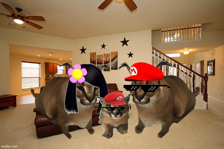 The Floppa family | image tagged in living room ceiling fans,floppa | made w/ Imgflip meme maker