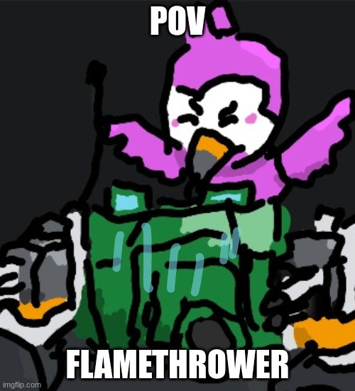 flamethrowers are hot | POV; FLAMETHROWER | image tagged in memes,funny,rp,oc | made w/ Imgflip meme maker