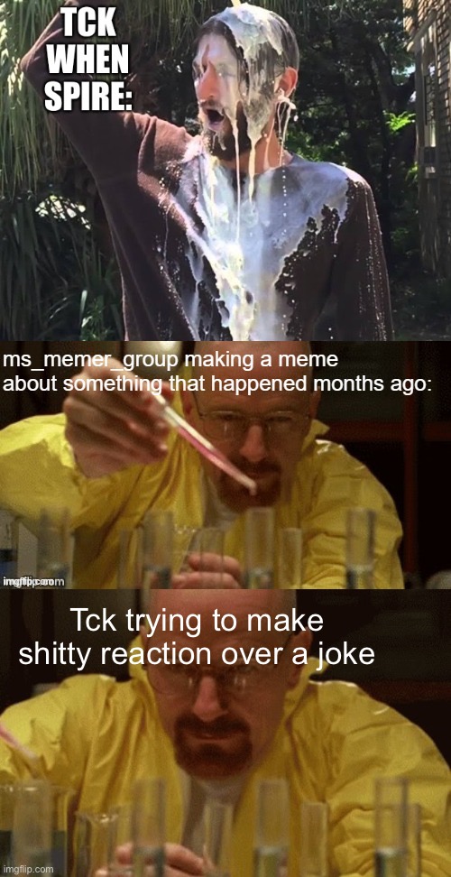 Tck trying to make shitty reaction over a joke | image tagged in walter white cooking | made w/ Imgflip meme maker