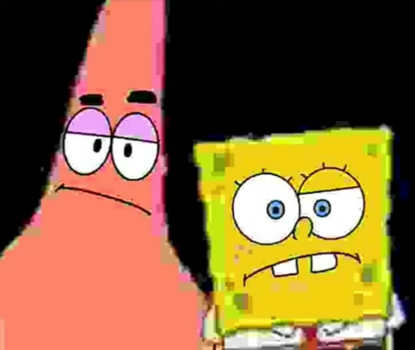 High Quality SpongeBob and Patrick look at you Blank Meme Template