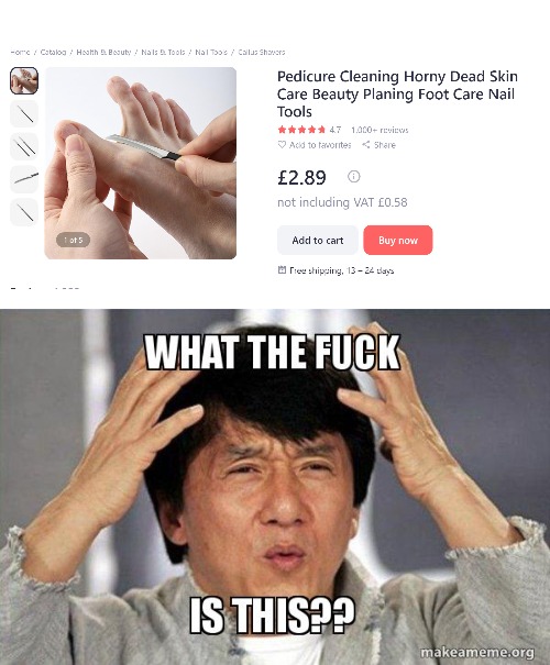 Pedicure Cleaning "Horny" Dead Skin Care Beauty Planing Foot Care Nail Tools | image tagged in jackie chan wtf,toes | made w/ Imgflip meme maker