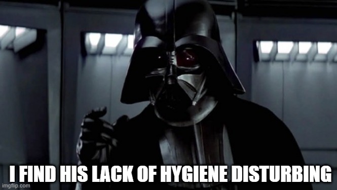 I find your lack of hygiene disturbing | I FIND HIS LACK OF HYGIENE DISTURBING | image tagged in i find your lack of faith distrubing | made w/ Imgflip meme maker