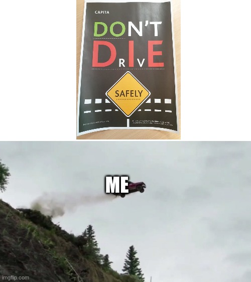 wut |  ME | image tagged in car driving off cliff,lol,memes,hmmm | made w/ Imgflip meme maker