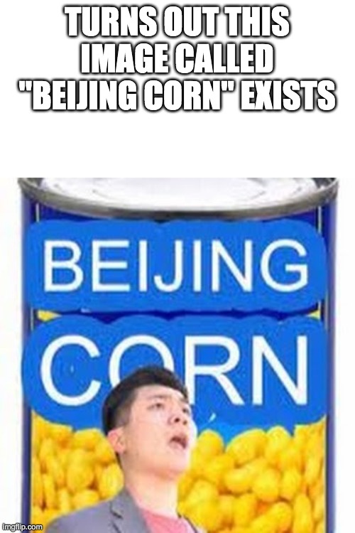 Beijing Corn | TURNS OUT THIS IMAGE CALLED "BEIJING CORN" EXISTS | image tagged in beijing corn | made w/ Imgflip meme maker