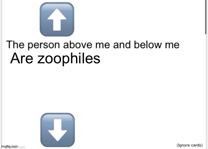 Person above below | Are zoophiles | image tagged in person above below | made w/ Imgflip meme maker