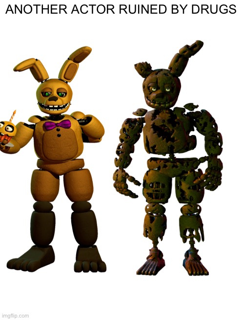 ANOTHER ACTOR RUINED BY DRUGS | image tagged in fnaf,springtrap,drugs,don't do drugs,drugs are bad,one does not simply do drugs | made w/ Imgflip meme maker