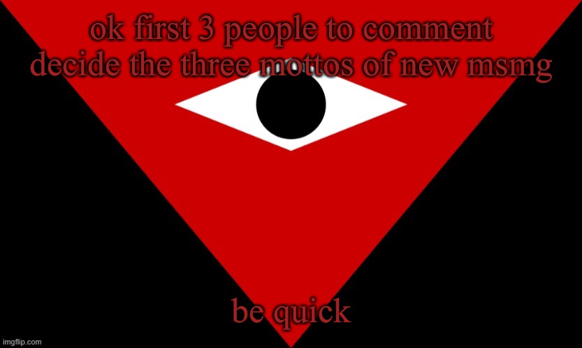 IMGSOC Flag | ok first 3 people to comment decide the three mottos of new msmg; be quick | image tagged in imgsoc flag | made w/ Imgflip meme maker
