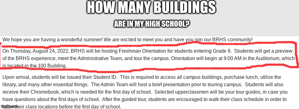 fr y | HOW MANY BUILDINGS; ARE IN MY HIGH SCHOOL? | made w/ Imgflip meme maker