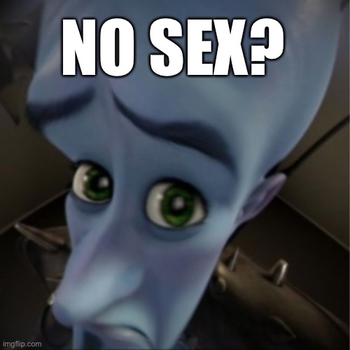 Megamind peeking | NO SEX? | image tagged in megamind peeking | made w/ Imgflip meme maker