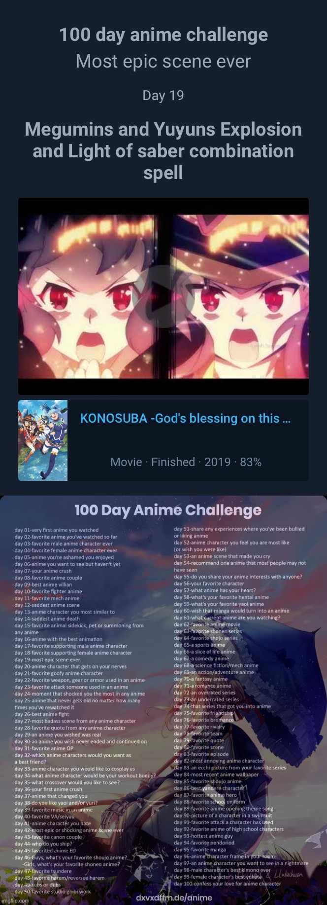 Video link in comments | image tagged in 100 day anime challenge | made w/ Imgflip meme maker