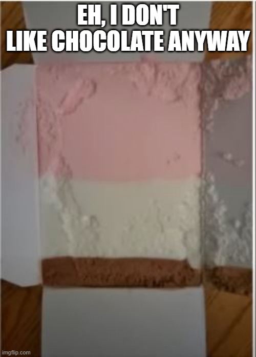 Not Neo | EH, I DON'T LIKE CHOCOLATE ANYWAY | image tagged in you had one job | made w/ Imgflip meme maker