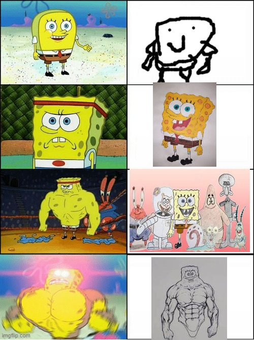 Spongebob differents drawings | image tagged in sponge finna commit muder | made w/ Imgflip meme maker