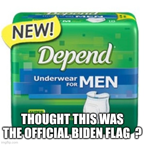 depends  | THOUGHT THIS WAS THE OFFICIAL BIDEN FLAG  ? | image tagged in depends | made w/ Imgflip meme maker