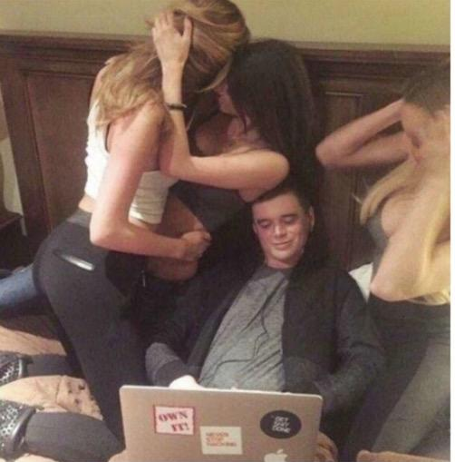 High Quality Man distracted by laptop Blank Meme Template