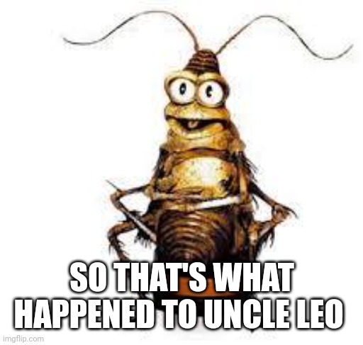ROACH | SO THAT'S WHAT HAPPENED TO UNCLE LEO | image tagged in roach | made w/ Imgflip meme maker