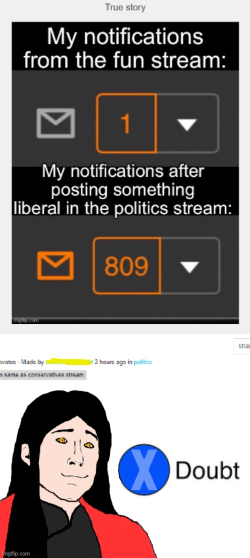 Well... Most of you turn off comments in the first place and whats left of your memes get little attention | image tagged in doubt darth_memeus version,memes,la noire press x to doubt,stupid liberals | made w/ Imgflip meme maker