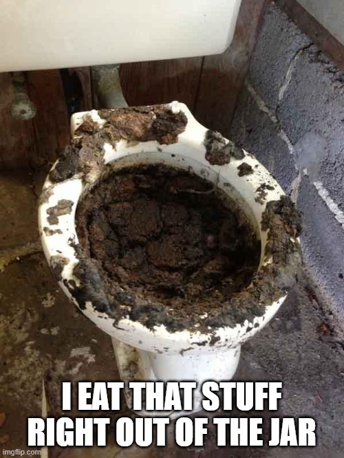 toilet | I EAT THAT STUFF RIGHT OUT OF THE JAR | image tagged in toilet | made w/ Imgflip meme maker