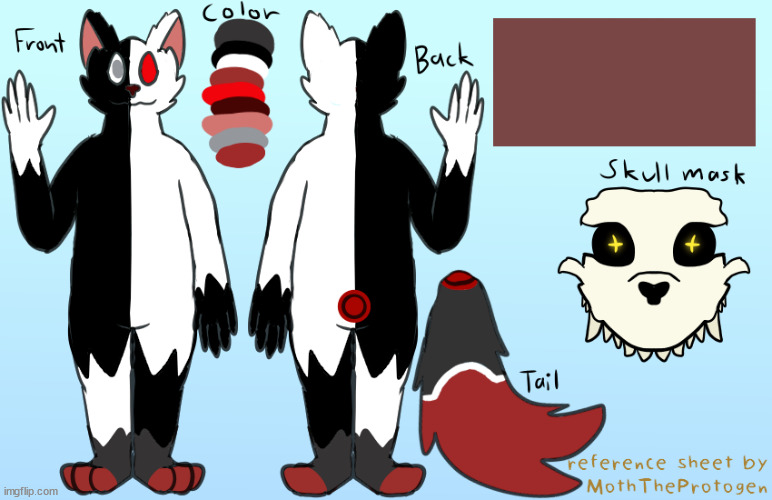 Reference sheet I made for The-Lunatic-Cultist (my art The-Lunatic-Cultist's character) | image tagged in furry,art,drawings,foxes | made w/ Imgflip meme maker