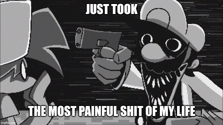 GB With A Gun | JUST TOOK; THE MOST PAINFUL SHIT OF MY LIFE | image tagged in gb with a gun | made w/ Imgflip meme maker