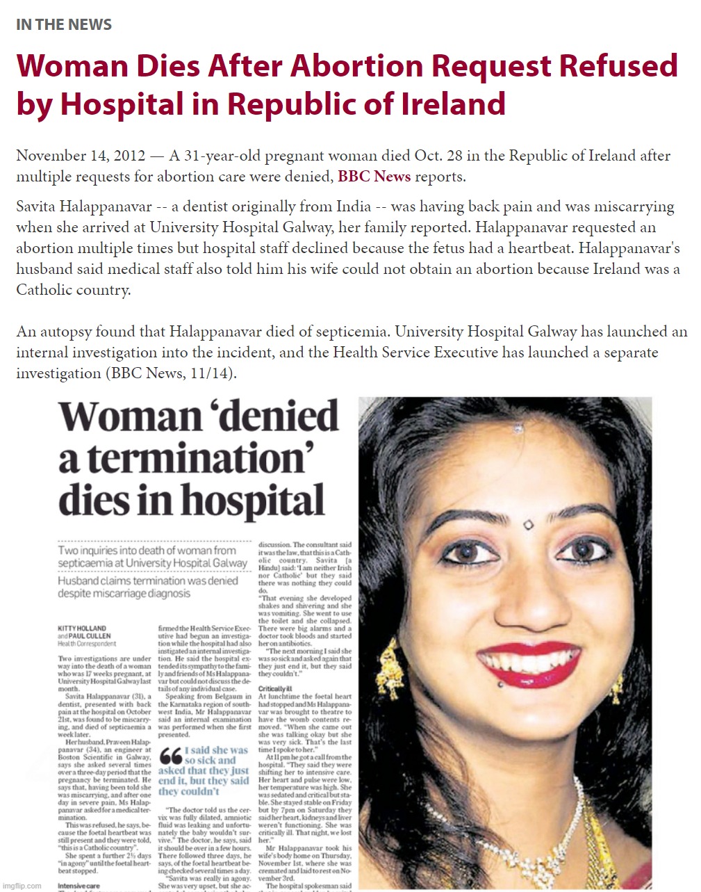 How is abortion healthcare? Good question! | image tagged in ireland woman dies after abortion request denied,ireland woman dies after denied an abortion | made w/ Imgflip meme maker