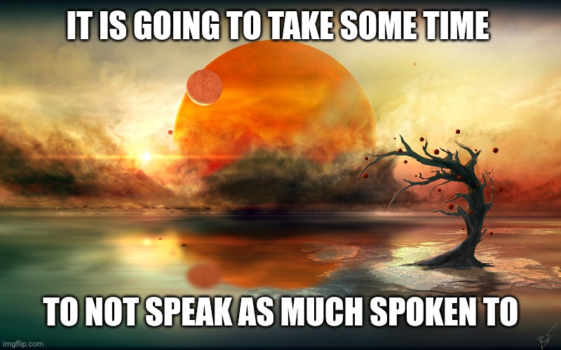Silence | IT IS GOING TO TAKE SOME TIME; TO NOT SPEAK AS MUCH SPOKEN TO | image tagged in silence | made w/ Imgflip meme maker