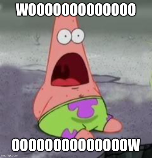 Suprised Patrick | WOOOOOOOOOOOOO OOOOOOOOOOOOOOW | image tagged in suprised patrick | made w/ Imgflip meme maker
