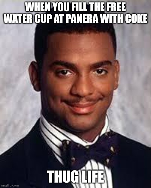 Thug Life | WHEN YOU FILL THE FREE WATER CUP AT PANERA WITH COKE; THUG LIFE | image tagged in thug life | made w/ Imgflip meme maker