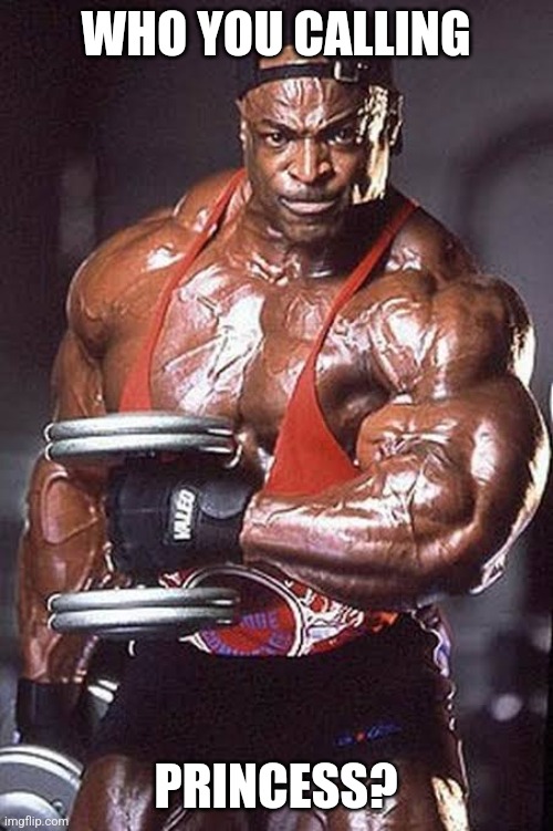 Ronnie coleman | WHO YOU CALLING; PRINCESS? | image tagged in ronnie coleman | made w/ Imgflip meme maker