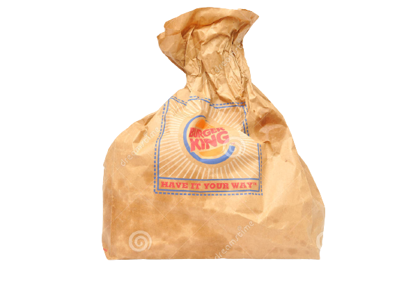 High Quality Burger King Bag Transparent, Crinkled Top Blank Meme Template