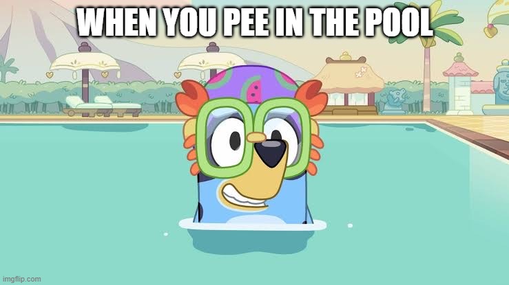 Bluey Fail | WHEN YOU PEE IN THE POOL | image tagged in bluey fail | made w/ Imgflip meme maker