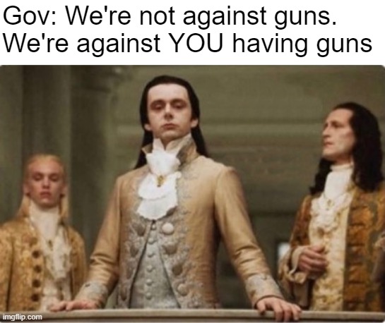 Get it straight, peasant | Gov: We're not against guns. We're against YOU having guns | image tagged in noble | made w/ Imgflip meme maker