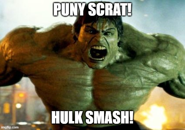 PUNY SCRAT! HULK SMASH! | image tagged in hulk | made w/ Imgflip meme maker