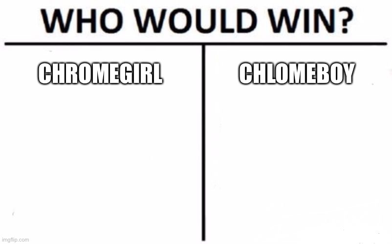 Who Would Win? Meme | CHROMEGIRL; CHLOMEBOY | image tagged in memes,who would win | made w/ Imgflip meme maker