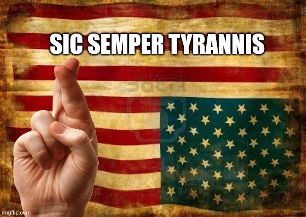 Old American Flag | SIC SEMPER TYRANNIS | image tagged in old american flag | made w/ Imgflip meme maker