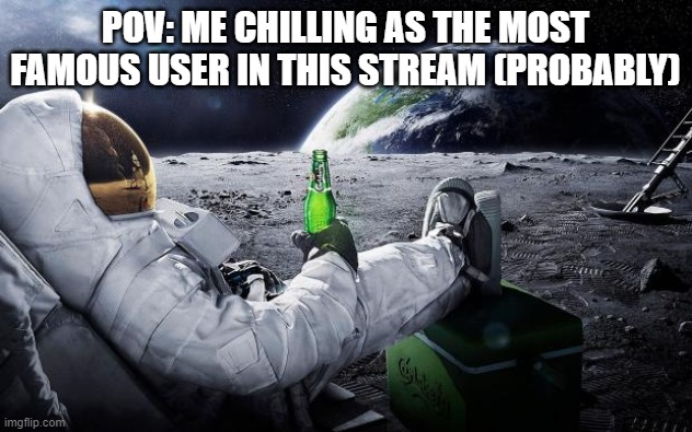 *insert sans sfx* | POV: ME CHILLING AS THE MOST FAMOUS USER IN THIS STREAM (PROBABLY) | image tagged in chillin' astronaut | made w/ Imgflip meme maker